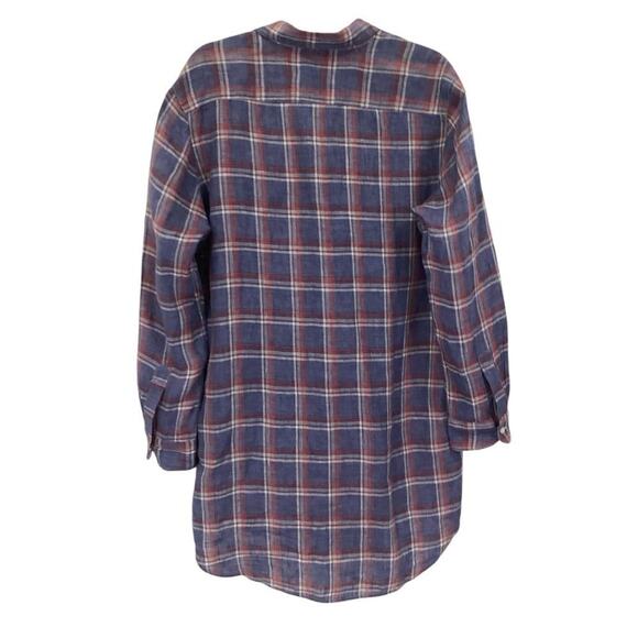 Frank & Eileen Mary Linen Button Front Shirtdress Blue Red Plaid Size Medium - Picture 7 of 10